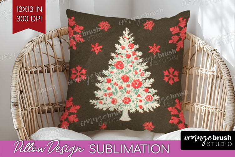 Retro Christmas Pillow Sublimation - Vintage Aesthetic Cover