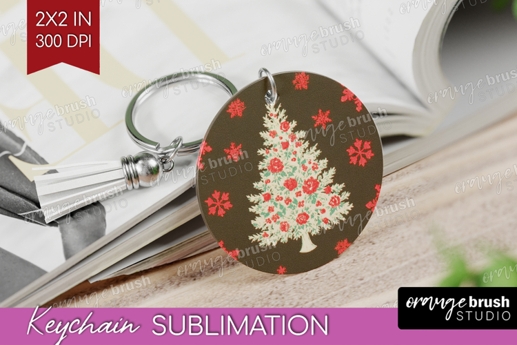 Retro Christmas Keychain PNG - Vintage Aesthetic Keychain