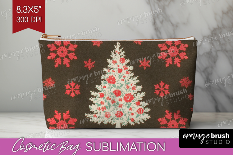 Retro Christmas Cosmetic Bag - Vintage Aesthetic Makeup Bag