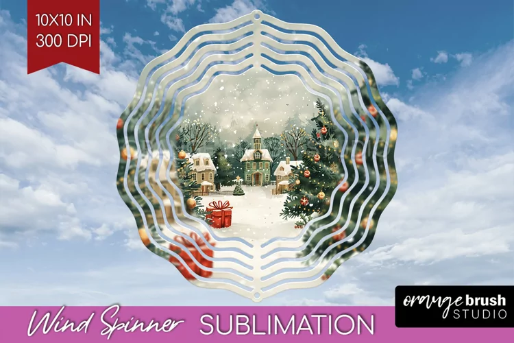 Retro Christmas Wind Spinner PNG - Xmas Holiday Sublimation