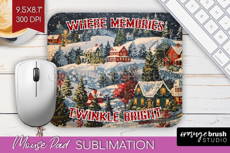Retro Christmas Mouse Pad Sublimation - Xmas Mousepad PNG example image 1
