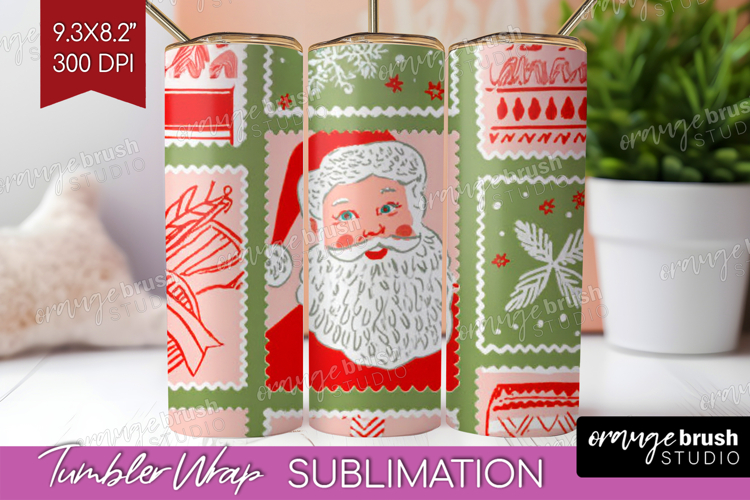 Retro Christmas Tumbler Wrap - Vintage Aesthetic Tumbler PNG