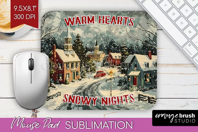 Retro Christmas Mouse Pad Sublimation - Xmas Mousepad PNG