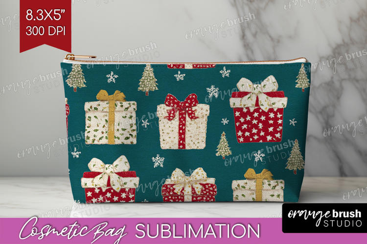 Retro Christmas Cosmetic Bag - Vintage Aesthetic Makeup Bag