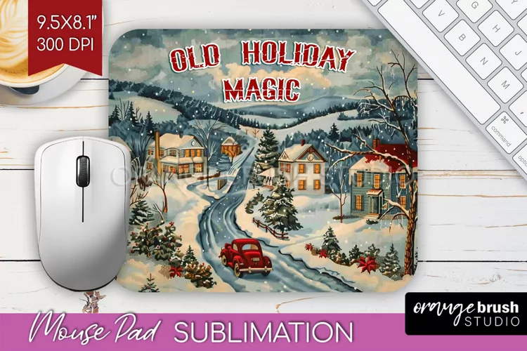 Retro Christmas Mouse Pad Sublimation - Xmas Mousepad PNG