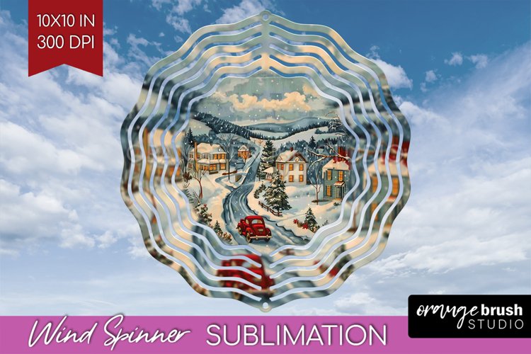 Retro Christmas Wind Spinner PNG - Xmas Holiday Sublimation example image 1