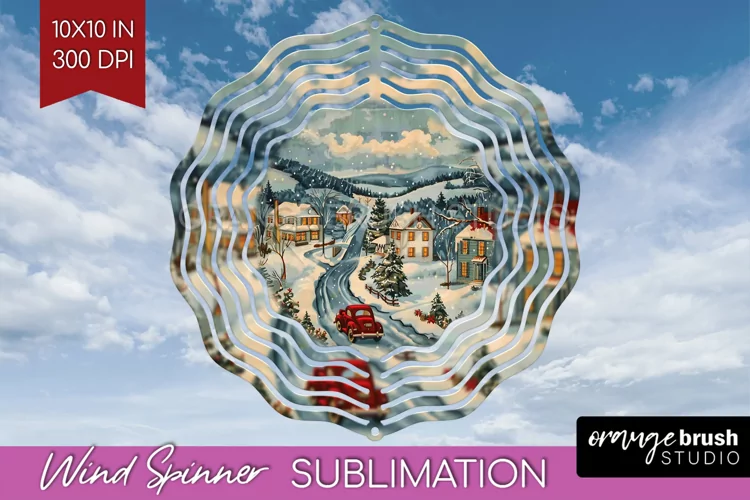 Retro Christmas Wind Spinner PNG - Xmas Holiday Sublimation