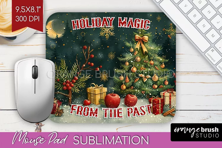 Retro Christmas Mouse Pad Sublimation - Xmas Mousepad PNG