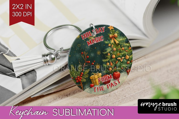 Retro Christmas Keychain PNG - Xmas Keychain Sublimation
