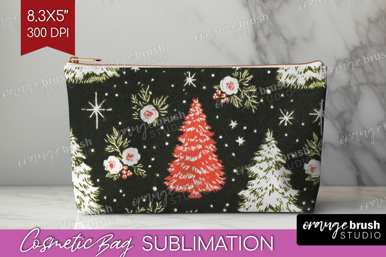 Retro Christmas Cosmetic Bag - Vintage Aesthetic Makeup Bag