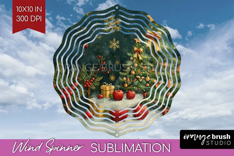 Retro Christmas Wind Spinner PNG - Xmas Holiday Sublimation