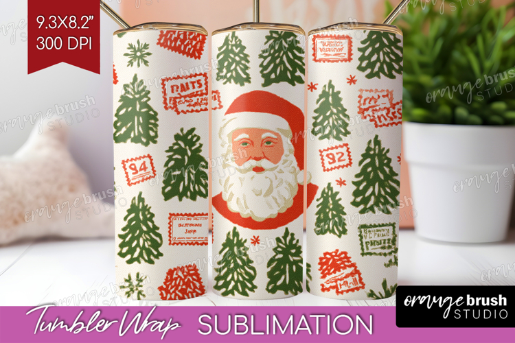 Retro Christmas Tumbler Wrap - Vintage Aesthetic Tumbler PNG