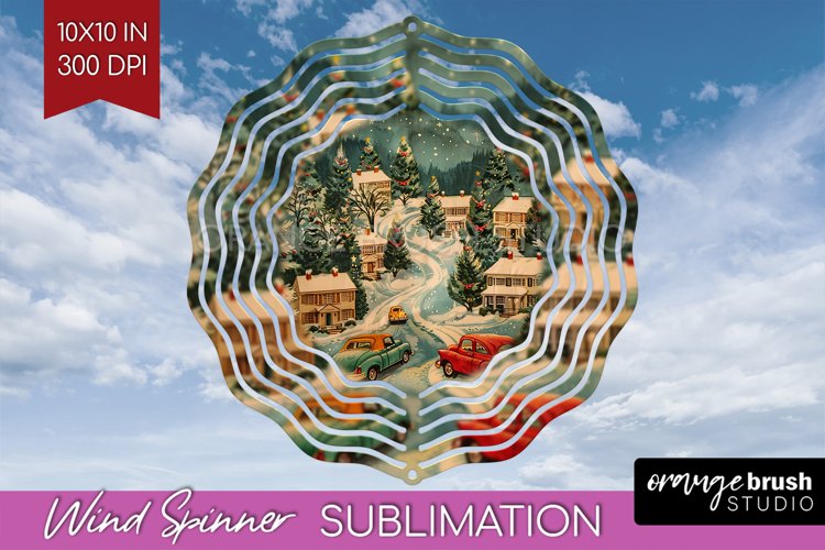 Retro Christmas Wind Spinner PNG - Xmas Holiday Sublimation