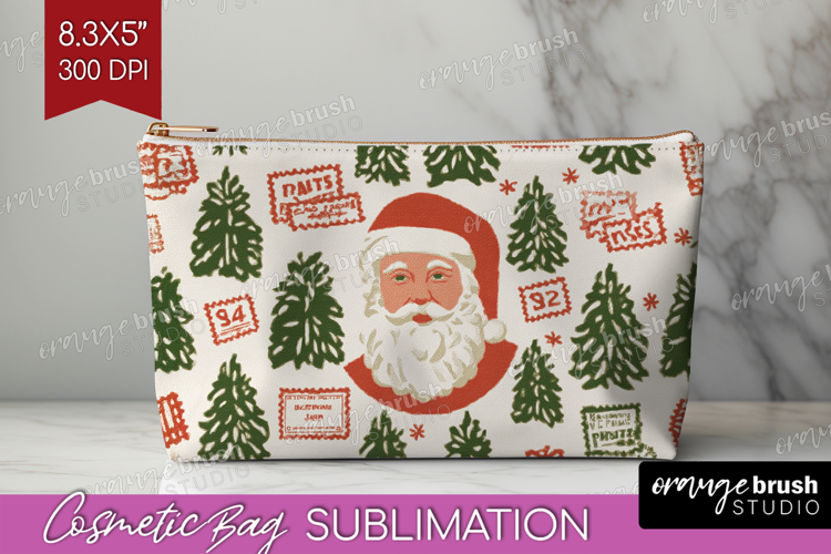 Retro Christmas Cosmetic Bag - Vintage Aesthetic Makeup Bag