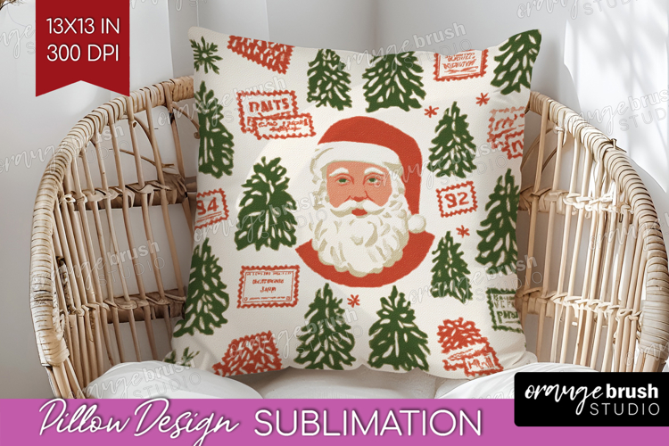 Retro Christmas Pillow Sublimation - Vintage Aesthetic Cover