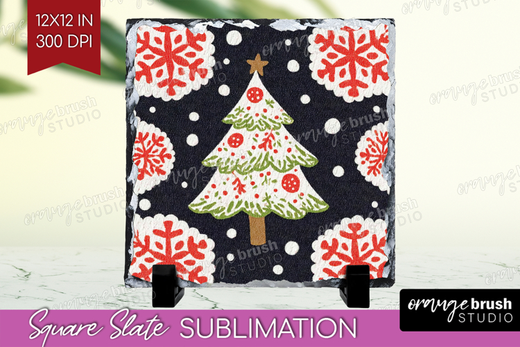 Retro Christmas Slate PNG - Vintage Aesthetic Square Slate