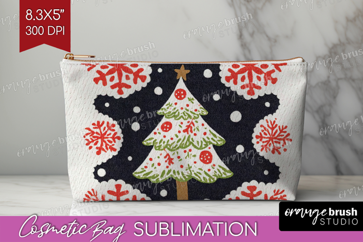 Retro Christmas Cosmetic Bag - Vintage Aesthetic Makeup Bag