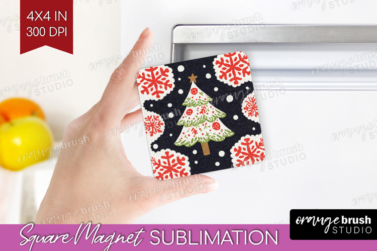 Retro Christmas Magnet Sublimation - Vintage Aesthetic PNG