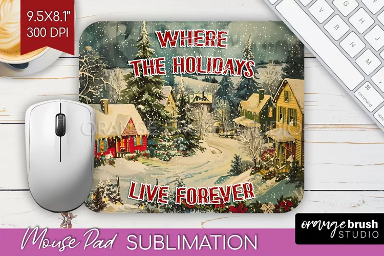 Retro Christmas Mouse Pad Sublimation - Xmas Mousepad PNG