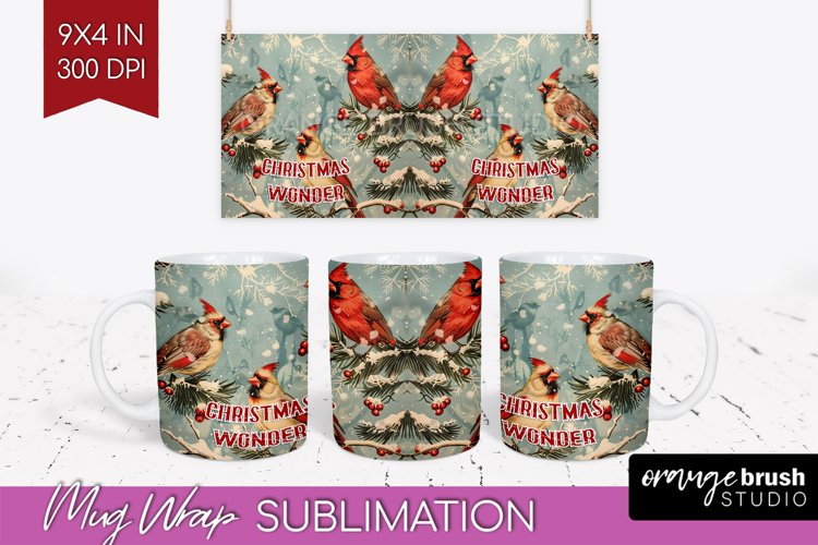 Retro Christmas Mug Wrap - Xmas Holiday 15Oz Mug Sublimation example image 1