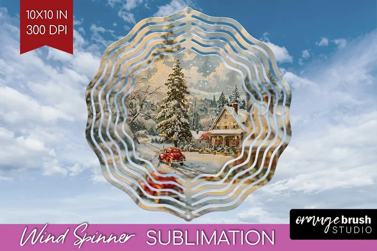 Retro Christmas Wind Spinner PNG - Xmas Holiday Sublimation