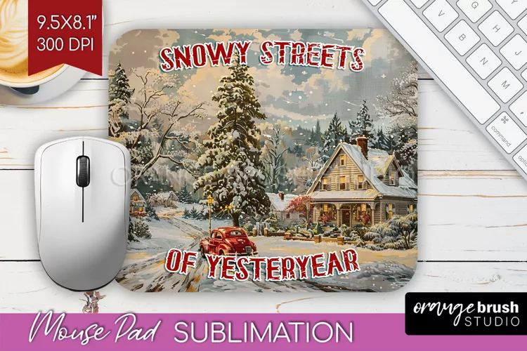 Retro Christmas Mouse Pad Sublimation - Xmas Mousepad PNG
