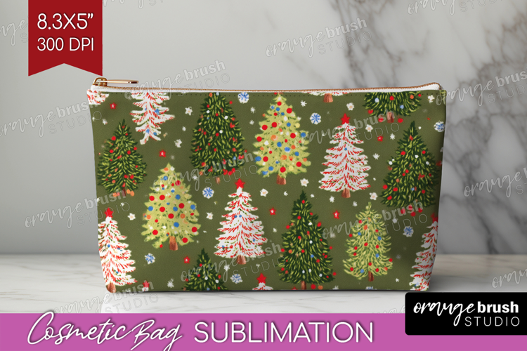Retro Christmas Cosmetic Bag - Vintage Aesthetic Makeup Bag