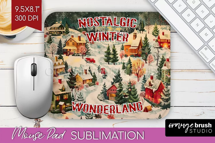Retro Christmas Mouse Pad Sublimation - Xmas Mousepad PNG