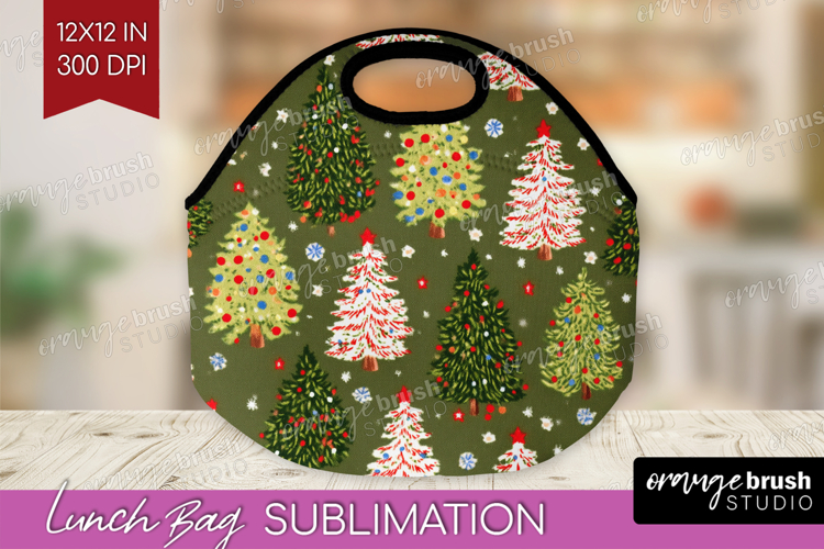 Retro Christmas Lunch Bag - Vintage Aesthetic Lunch Bug PNG