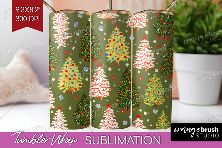 Retro Christmas Tumbler Wrap - Vintage Aesthetic Tumbler PNG