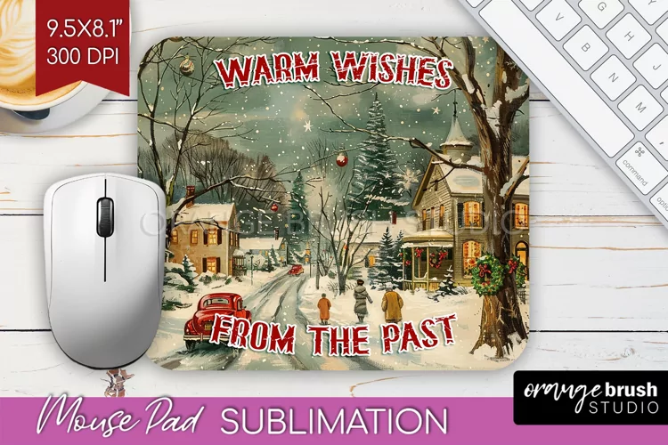 Retro Christmas Mouse Pad Sublimation - Xmas Mousepad PNG