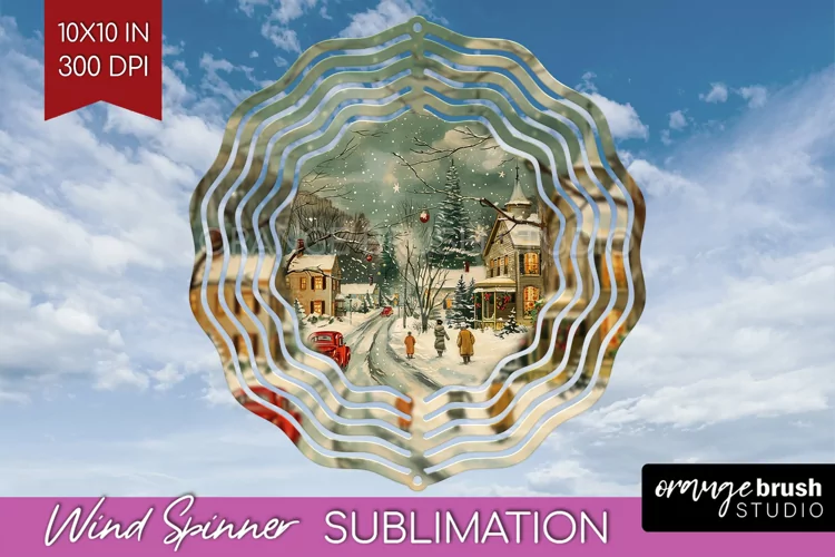 Retro Christmas Wind Spinner PNG - Xmas Holiday Sublimation