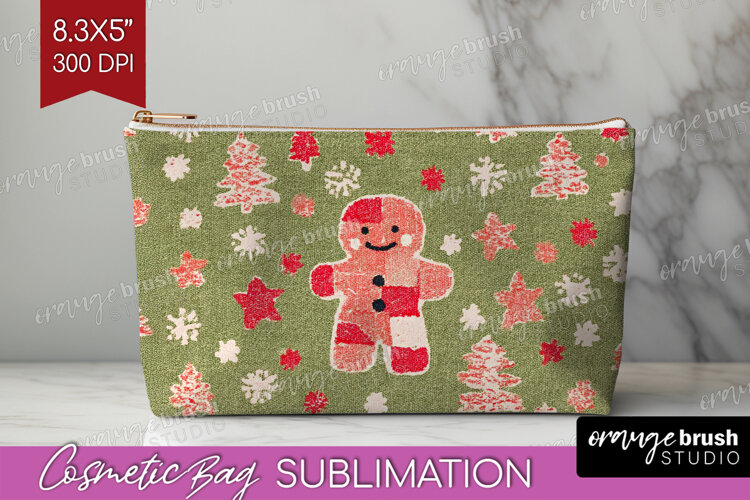 Retro Christmas Cosmetic Bag - Vintage Aesthetic Makeup Bag example image 1