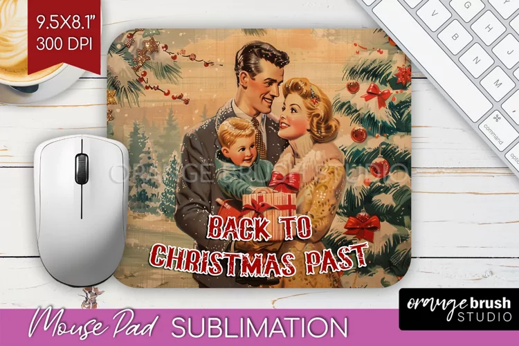 Retro Christmas Mouse Pad Sublimation - Xmas Mousepad PNG