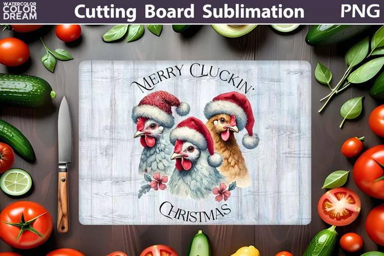 Christmas Chicken Cutting Board | Christmas Kitchen Board