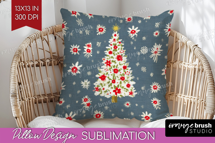 Retro Christmas Pillow Sublimation - Vintage Aesthetic Cover