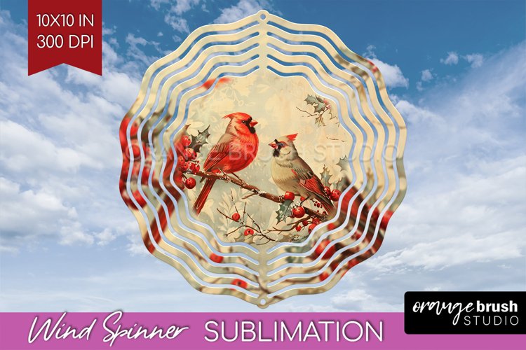 Retro Christmas Wind Spinner PNG - Xmas Holiday Sublimation example image 1