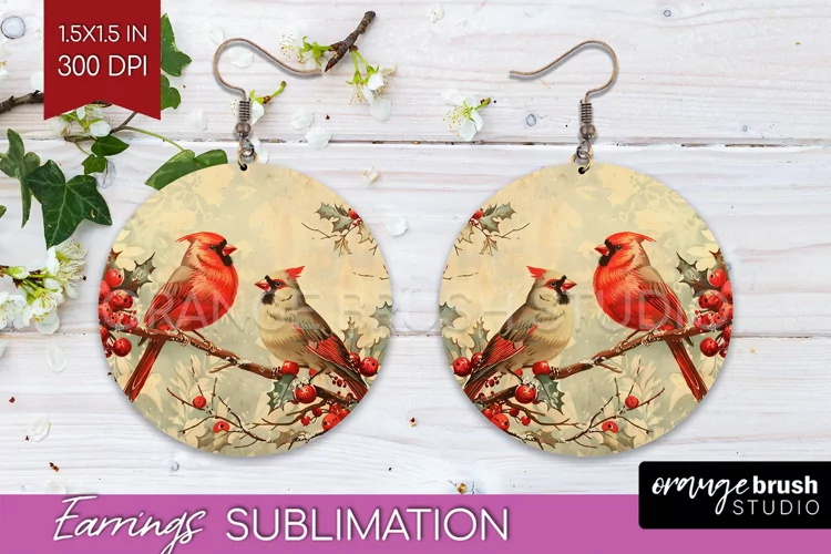 Retro Christmas Round Earrings - Xmas Holiday Sublimation