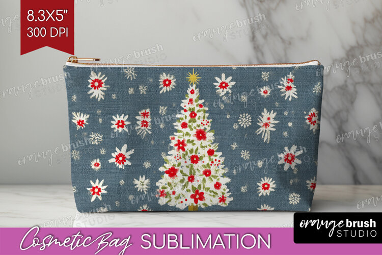 Retro Christmas Cosmetic Bag - Vintage Aesthetic Makeup Bag example image 1