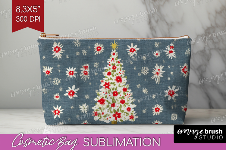 Retro Christmas Cosmetic Bag - Vintage Aesthetic Makeup Bag