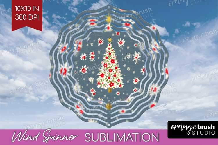 Retro Christmas Wind Spinner Sublimation PNG - Vintage Round