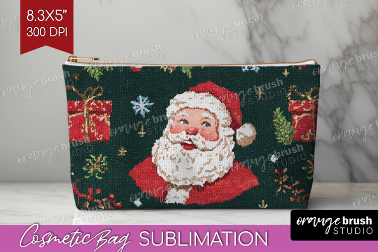 Retro Christmas Cosmetic Bag - Vintage Aesthetic Makeup Bag