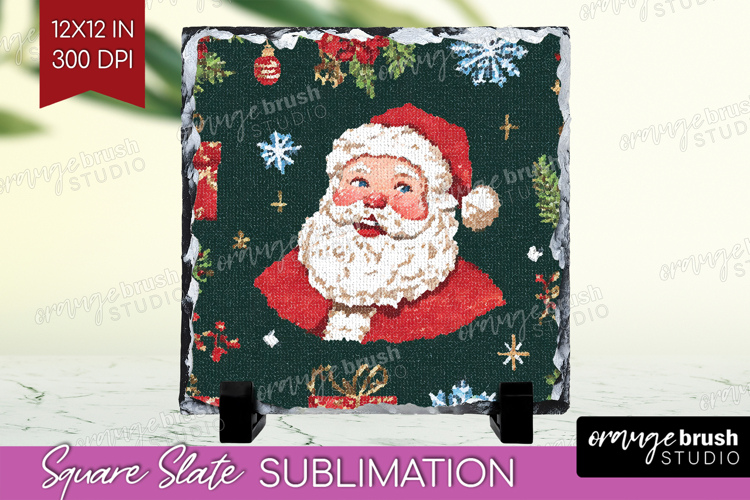 Retro Christmas Slate PNG - Vintage Aesthetic Square Slate