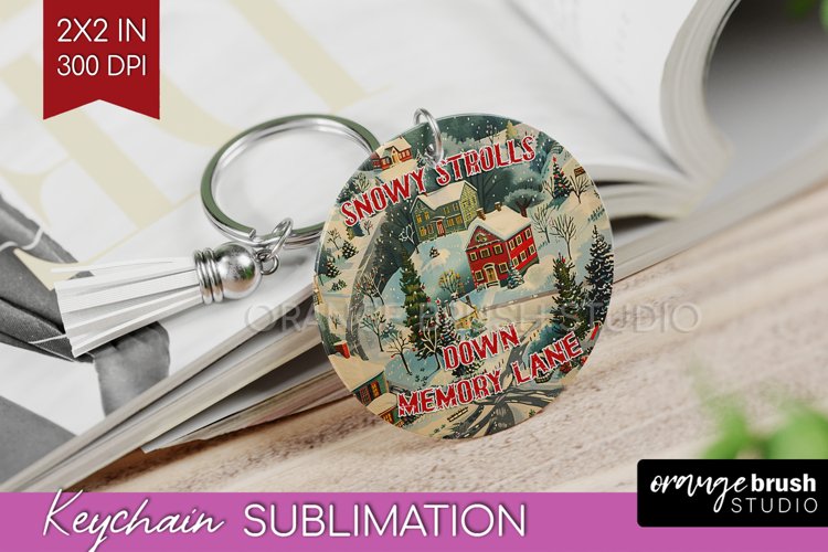 Retro Christmas Keychain PNG - Xmas Keychain Sublimation example image 1