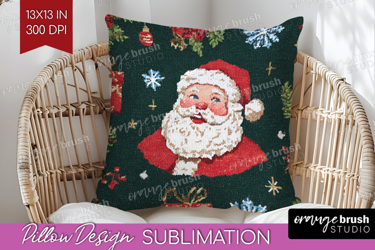 Retro Christmas Pillow Sublimation - Vintage Aesthetic Cover