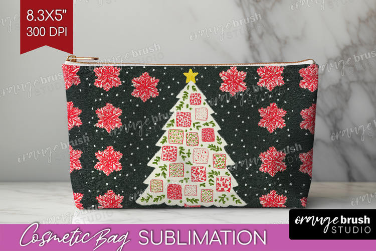 Retro Christmas Cosmetic Bag - Vintage Aesthetic Makeup Bag