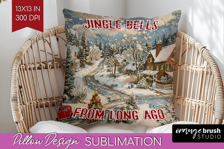 Retro Christmas Pillow Sublimation - Xmas Pillow Cover PNG example image 1