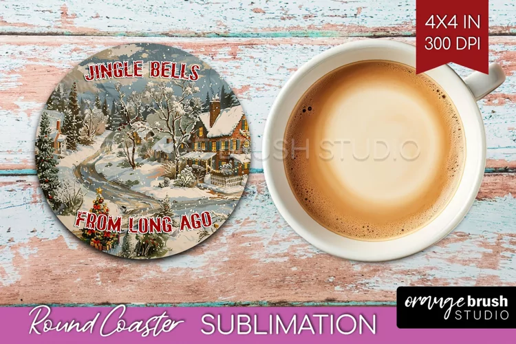 Retro Christmas Round Coaster - Xmas Coaster Sublimation