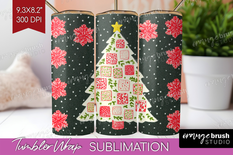Retro Christmas Tumbler Wrap - Vintage Aesthetic Tumbler PNG