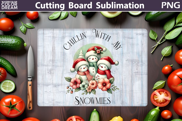 Snowman Family Cutting Board | Christmas Kitchen Board